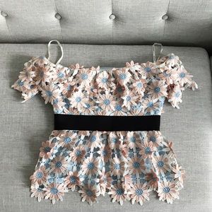 Self portrait 3D floral off shoulder top,size US4